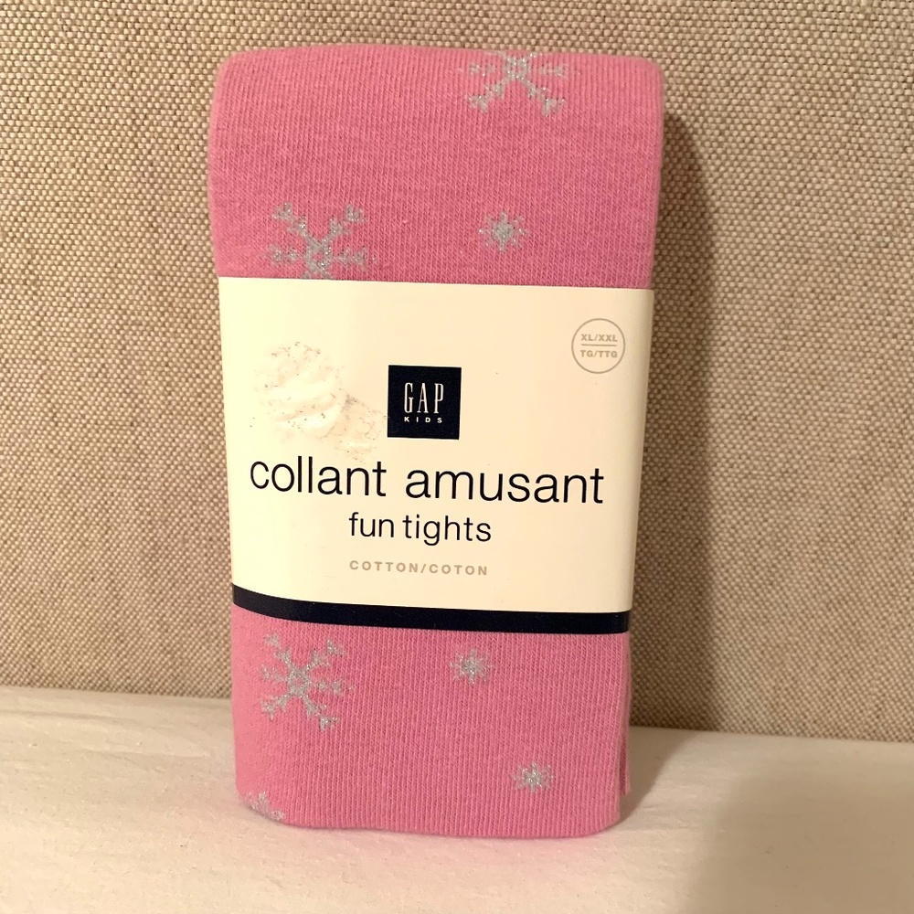GAP Kids Pink Snowflake Fun Tights Size XL